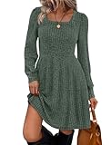 Material: The tunic dress is made of 25%Rayon,70%Polyester, 5%Spandex.It's stretchy and lightweight.Super soft and comfortable to wear. Pull On closure Design: Square Neck babydoll dress, above knee length, lantern sleeves, flowy fall fashion tunic d...