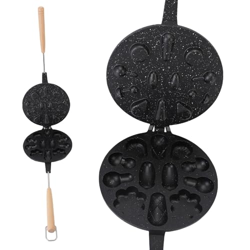 Máquina para hacer moldes para galletas de nuez, prensas para galletas antiadherentes de aleación de aluminio con 12 agujeros, máquina para hacer galletas con mango de madera para (Negro) Máquina para hacer moldes para galletas de nuez, prensas para galletas antiadherentes de aleación de aluminio con 12 agujeros, máquina para hacer galletas con mango de madera para (Negro)