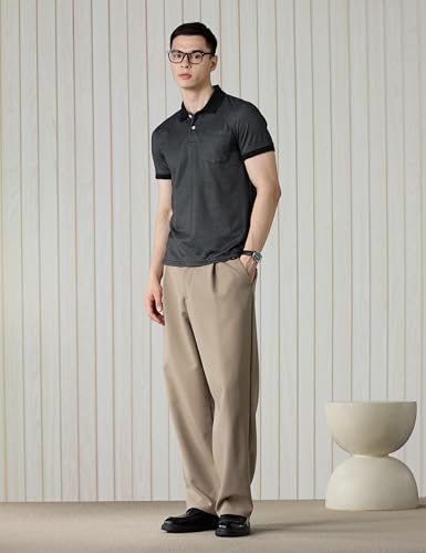 Image of Amazon Brand - Symbol Men Regular Fit Textured Jacquard Polo| Half Sleeves | Available in Plus Size