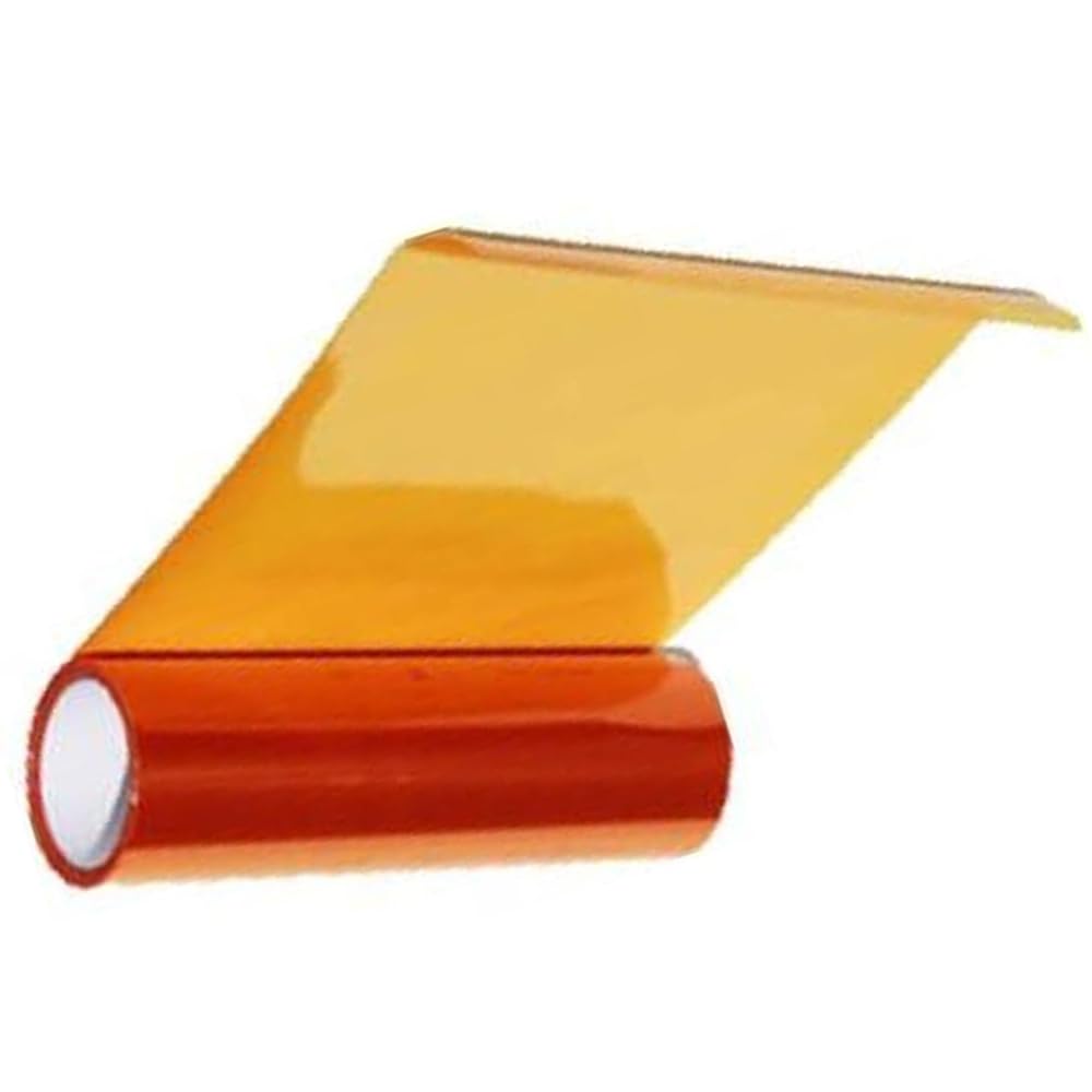 Vinilo para Faros Naranja 30 x 100 cm, Lámina de Colores para Faros, Película Protectora Adhesiva para Faros Delanteros, Pilotos Traseros y Luz Antiniebla, Compatible con Coche, Moto, Camión