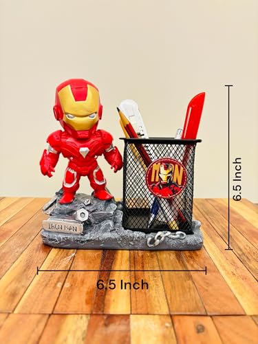 Image of Pen Holder with Mesh Cup Organiser, Desk Accessory, 4.5 inch, Black and White (Ironman)