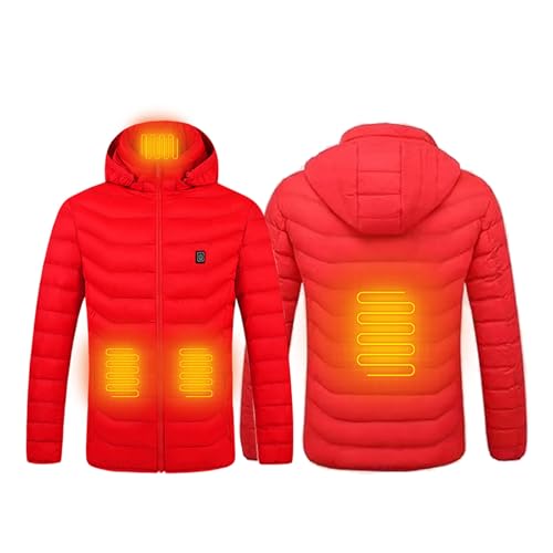 Men's Heated Jacket USB Smart Heating Hooded Puffer Jacket Warm Electric Heated Winter Coat Outdoor Activities