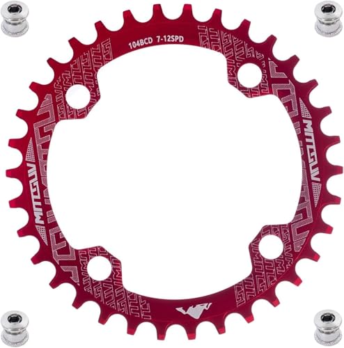 YBEKI 32T 34T 36T 38T Round Bicycle Chainring, Narrow Width Chainrings 104 BCD for Road Bike Mountain Bike BMX MTB