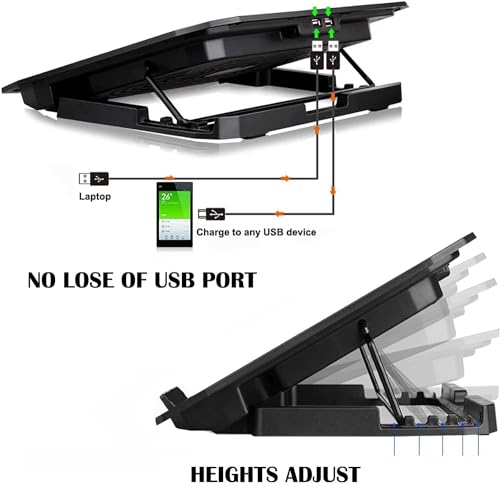 Dyazo Dual Fan Laptop Cooling pad | Laptop Cooler | Laptop Stand with Fan | 4 Height Adjustment Compatible for MacBook Air Pro, HP, Lenovo, Dell &... - Image 5