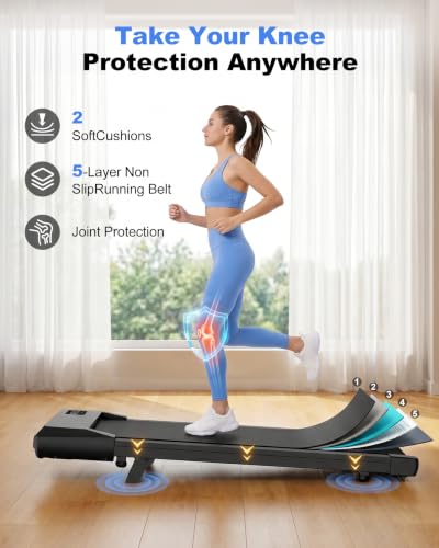 Image of 6% Incline 300 lbs Walking Pad Under Desk Treadmill | Quiet portable mini treadmill for home office with app & remote control. 100% pre-assembled and slim space-saving design.