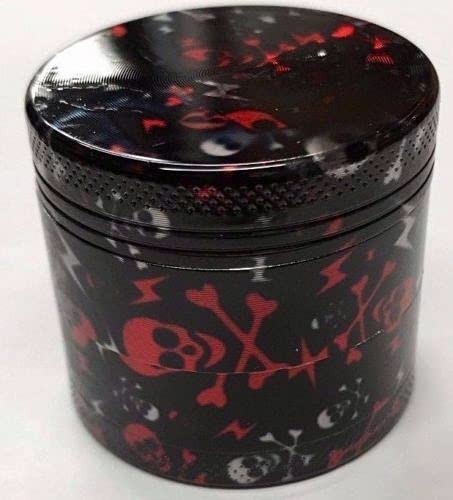 DEALBOX Black RED Skull Grinder 40MM 4 Part Portable ZINC Alloy Metal Spice Crusher Grinders