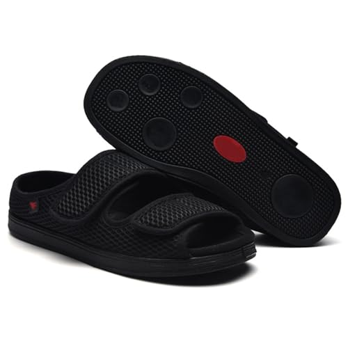 bumuam Diabetic Shoes for Women, Mens Memory Foam Open Toe Slippers, Adjustable Edema Shoes for Wide Footbed and Adjustable Straps Men 11.5
