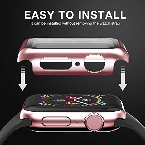 Image of Case Compatible with Apple Watch 38MM Series 3 /2 /1 / with Built-in Tempered Glass Screen Protector, All-Around Ultra-Thin Bumper Full Cover Hard PC Protective Case for iWatch