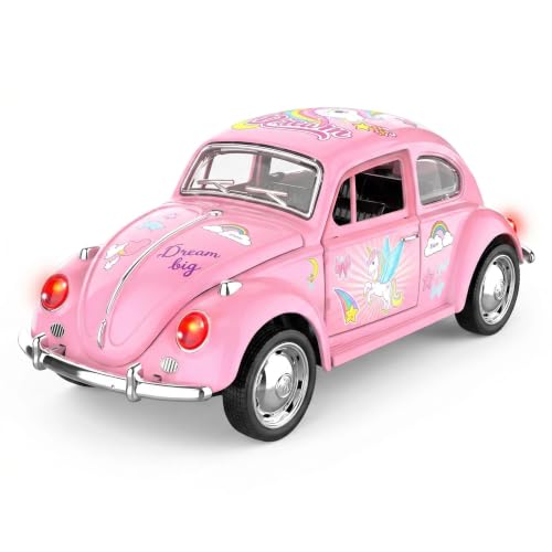 Carrito Beetle rosa 1:36 con luces y música para niñas