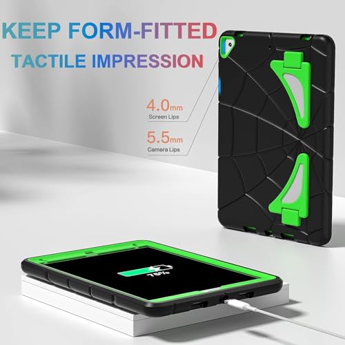 Image of Case for 10.2 Inch iPad 9th / 8th / 7th Generation (2021 /2020 /2019) - Heavy Duty Shockproof Protective Cover With Stand for Kids, Spiderman Theme, Black+Green