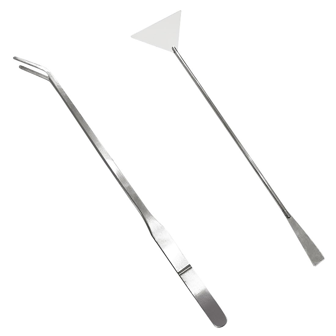 WUSJCOF 2 Pezzi Strumenti Premium per Aquascaping in Acciaio Inossidabile, Set di Pinzette e Spatola Anti-Ruggine per Manutenzione e Taglio Piante Acquatiche, Pulizia Acquario (Argento)