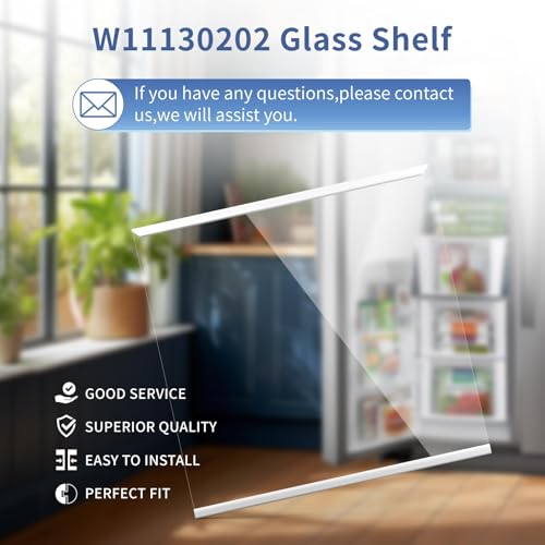 Image of Upgraded W11130202 Glass Freezer Shelf, Tempered Glass Fridge Shelf Replacement for KitchenAid Whirlpool Side by Side Refrigerator WRS571CIDM01 W10527848 W10773886 WPW10527848 4545865