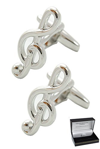 Cufflinks for Men + Presentation Box - Music - Novelty Metal Designer Fun Cufflinks - Solid Brass Metal - Music and Film - One Pair