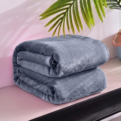 Image of HOMEKART Premium Flannel Fleece Blanket for Single Bed, Super Soft Plush Lightweight All Season Blanket, Solid Cozy Bed Throw for Bedroom, Sofa, Couch, Travel & Camping, 152 x 228 cm (Aqua)
