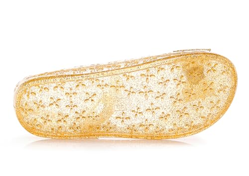 Image of Princess Dress Sandals Jelly Shoes for Toddler Girls Size 8, Blue Bird Nest Layered Lines Mary Jane Flats Childrens Clear Glitter with Hollow-Carved