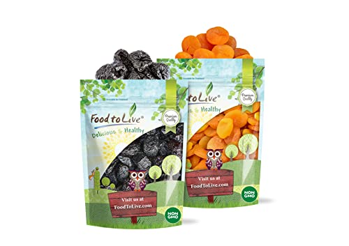 Raw Fruits Bundle - Pitted Prunes, 2 Pounds And, Dried Apricots 2 Pounds - Raw, Kosher, Vegan #TOP6