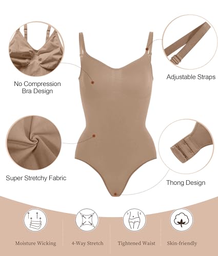 image for SHAPERX Bodysuit for Women Tummy Control Shapewear Seamless Sculpting 