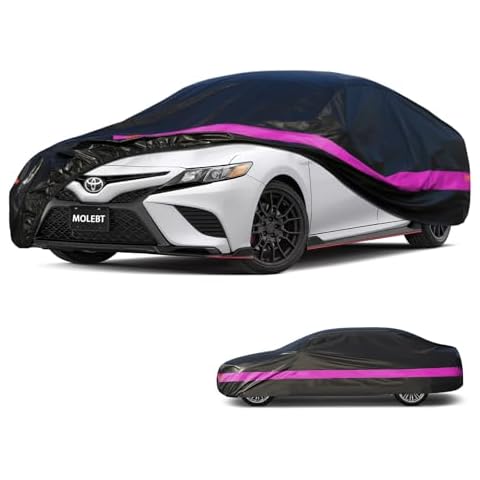 Car Cover Waterproof All Weather for Sedan Coupe, Pink Car Covers for Automobiles, Outdoor Full Exterior Cover Rain Snow Protection, Fit Toyota Camry, Honda Accord, Mustang, Camaro etc, Size:193 in Cover