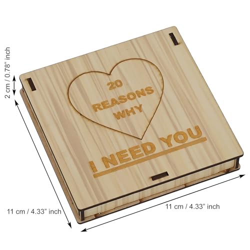 eCraftIndia Brown Wooden 20 Reasons Why I Need You Printed on Little Hearts Gift Box Valentine Gift for Girlfriend Boyfriend Husband Wife Her Him | Valentines Day Gift | Valentine Day Decoration Items
