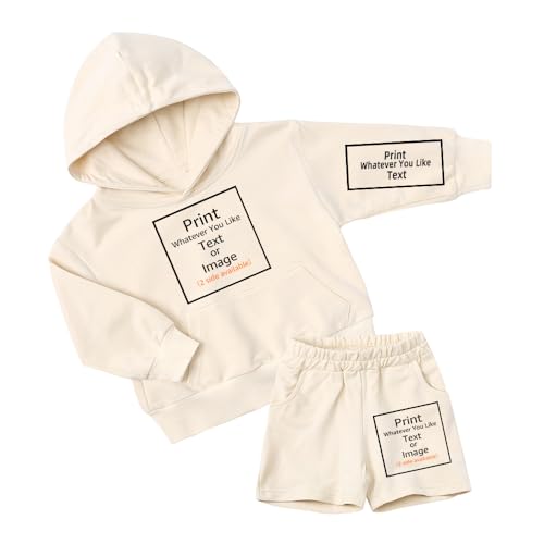 MYGBCPJS Boys Girls Custom Hooded Sweatsuit Sets Kids Customize Personalized Long Sleeve Hoodie Shorts Outfits Add Own Design