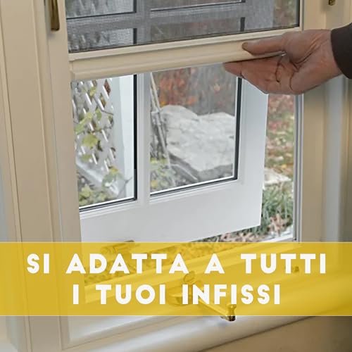 Esto Zanzariera A Rullo Per Finestra Diverse Misure E Colori, Zanzariera Finestra Rete, Incasso Per Finestre Scorrevole Con Rotolo E Telaio Rovere/160 Cm/100 Cm - 3