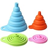 ZHIYE Collapsible Funnel, Approved Silicone Folding Funnel for Liquid and Powder Transfe, 4 Pieces...