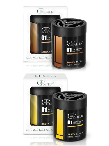 Image of Smoky Musk And Zesty Lemon Gel Car Perfume | 140g Strong Fiber Air Freshener | Musk and Lemon Car Scent for Fresh Interiors | Luxury Car Accessories | Pack of 2