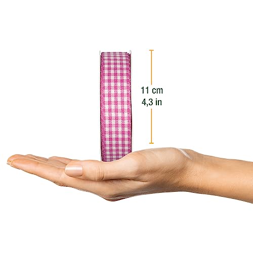 Halbach Seidenbänder Vichy Checked Ribbon, polyester, Pink, 25 mm - Image 2