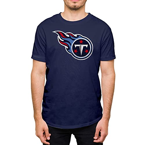 Hybrid Sports NFL - Tennessee Titans Distressed Team Logo - Mens and Womens Short Sleeve T-Shirt - Size 2 X-Large - Tennessee Titans - Navy