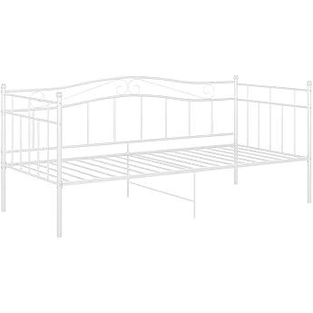 vidaXL Sofa Bed Frame Day Bed Metal Bed Single Bed Guest Bed Sofa Couch Youth Bed White Metal 90 x 200 cm