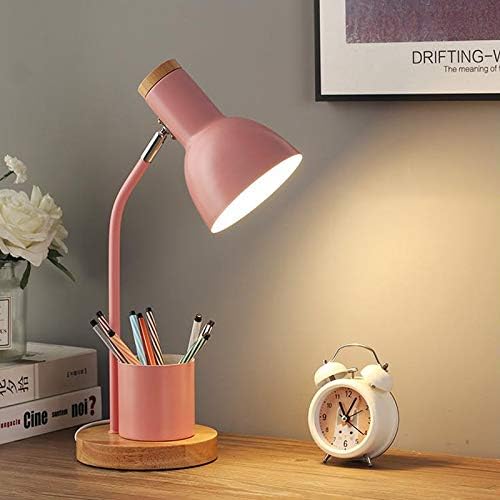 LITFAD Adjustable Iron Dome Task Light Study Lighting Nordic LED Reading Book Light Modern LED Table Light Bedside Lamp with Pen Container for Bedroom Study Room Office Reading-Eye-Caring - Green