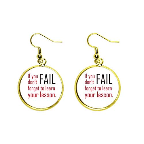 Ear Dangle Golden Drop Earring Jewelry de mujer con colgante de lema motivacional