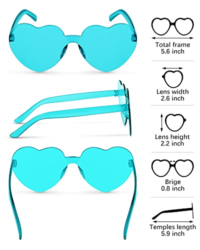 Weewooday 30 Pairs Heart Shaped Rimless Sunglasses Transparent Heart Glasses Candy Color Frameless Sunglasses Tinted Trendy Eyewear Party Favors2
