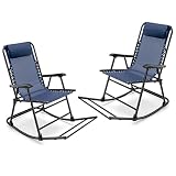 WYFDP 2 Piece Patio Camping Rocking Chair Folding Rocking Chair Footrest