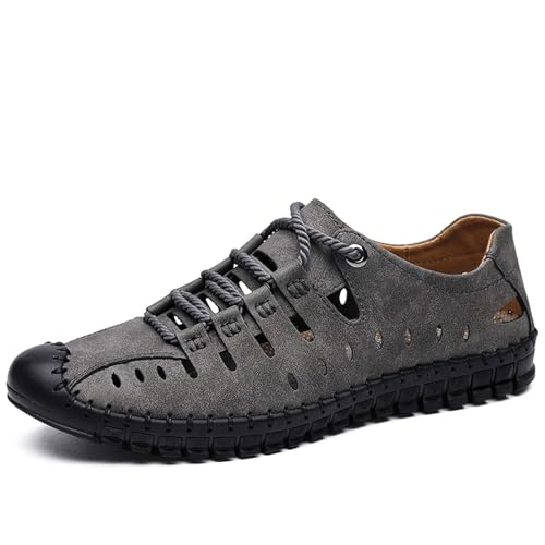 Men's Leather Closed Toe Sandals Breathable Non-Slip Fashion Outdoor Beach Sports Casual Summer Walking Shoes2