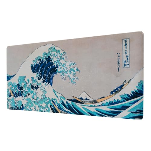 Grupo Erik Tappetino Mouse XXL La Grande Onda di Kanagawa - Tappetino Scrivania Gaming PC, Impermeabile e Antiscivolo 80x35 cm | Accessori Gaming per Scrivania: Desk mat