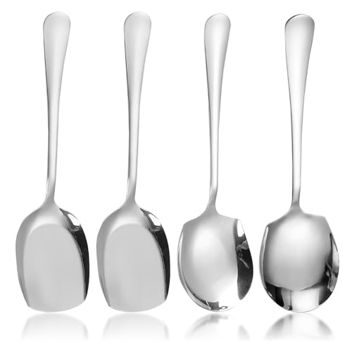 Azonee Stainless Steel Serving Spoons 4Pcs 8.8 Large Spoons With Long Handles for Salad Banquet Buffet Restaurant
