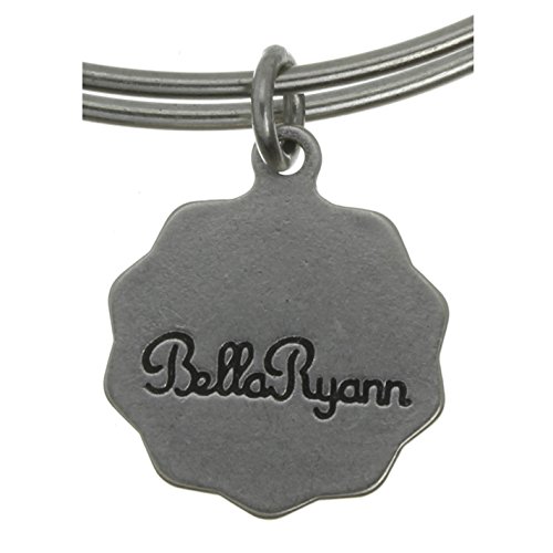 Image of Bella Ryann Adjustable Expandable Silvertone Wire Bangle Bracelet With Pendant Initial Charm - D