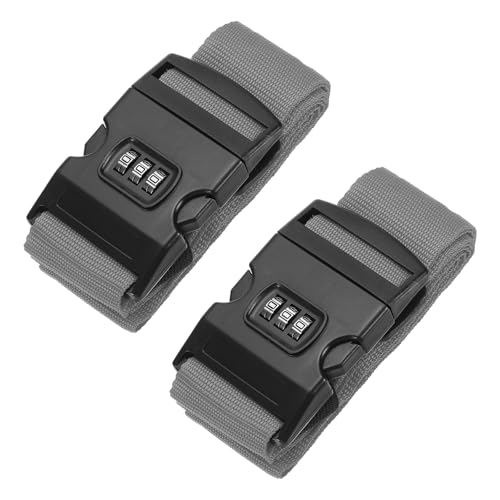 Image of PATIKIL Luggage Straps, 2 Pack Suitcase Straps Adjustable Luggage Belts Strap with Combination Lock for Luggage Suitcases Travel, Gray