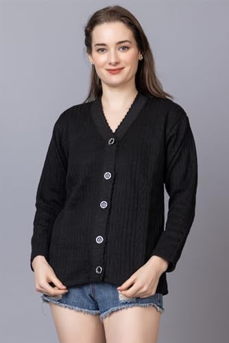 Image of Wear lusso Women Sweater for Winter Woolen Acrylic Full Sleeves V Neck Stylish Design Cardigan Girls /Ladies