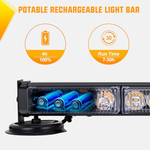 Image of Nilight 12LED Wireless Emergency Strobe Light Red White Blue 14'' Magnetic Mount Mini Light Bar 12V Rooftop Powered Hazard Warning Flashing Lights for Car Truck Trailer Snow Plow Construction Vehicles
