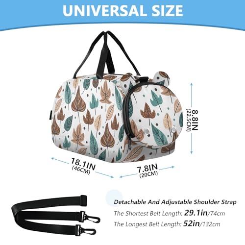 Flower Daisy Yellow Leaves Brown Fall Kids Travel Duffel Bag for Boys Girls Overnight Weekend Tote Bag with Shoes Compartment for Gym Sports Dance3