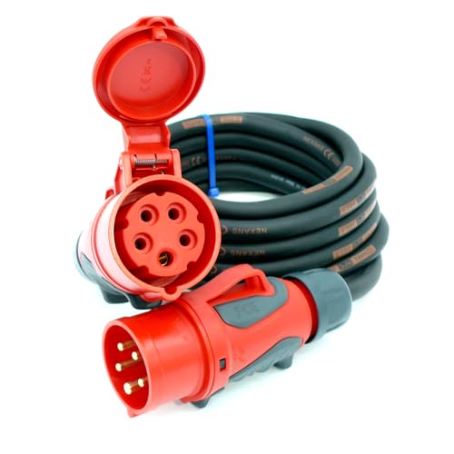CEE Starkstromkabel (1,5m-50m) 16A Verlängerungskabel Titanex H07RN-F 5x1,5mm² mit PCE Grip Stecker und Kupplung, Business-Line von Event-Kabel (5 Meter)