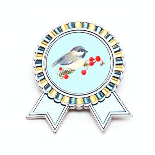 Broche oiseau tête grise en métal taille M pour accessoire de veste