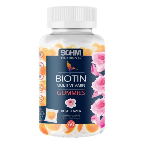 SOHM Biotin Gummies High Strength Biotin Gummies for Healthy Hair Skin and Nails -Includes Vitamin B12 B6 A C E D3 Multivitamin for Adults Men Women Adults -Vitamin Suppliments Vegetarian