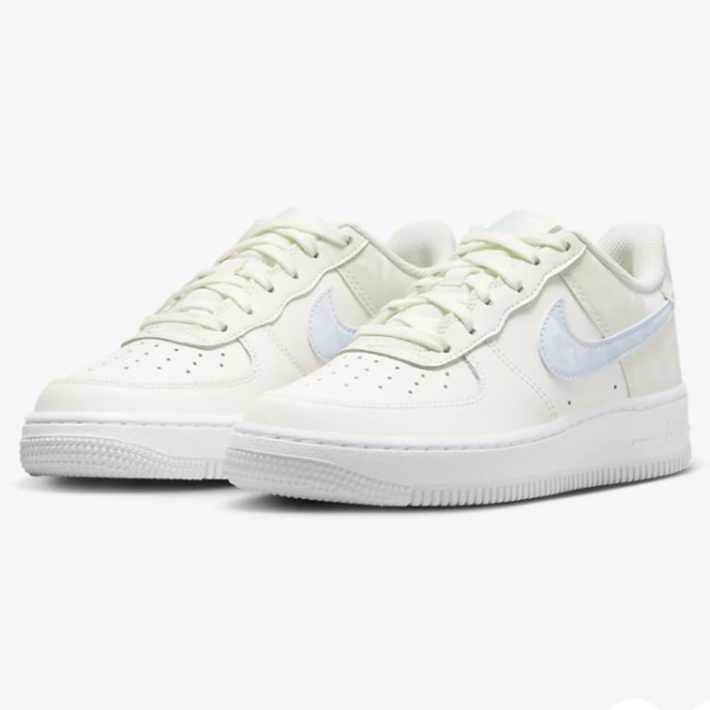 Nike Air Force 1 Big Kids' Shoes (CT3839-110, ALE Ivory/SEA Glass/White/Football Grey) Size 5