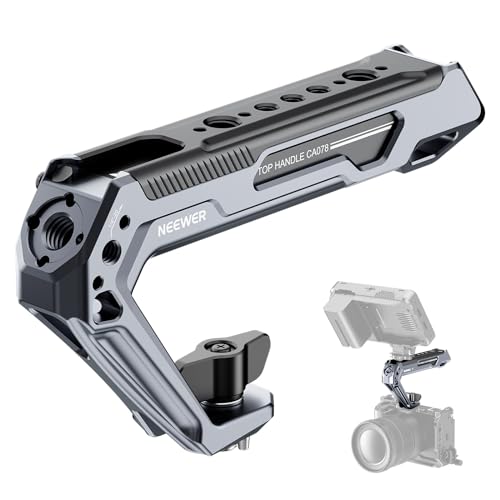 Image of NEEWER All Metal Stylish Camera Top Handle with 3 /8 inch Screw and Locating Pins, 1 /4 inch &3 /8 inch Threads, Cold Shoes, Anti Off Lock, Compatible with SmallRig Camera Cage Video Rig Stabilizer, CA078