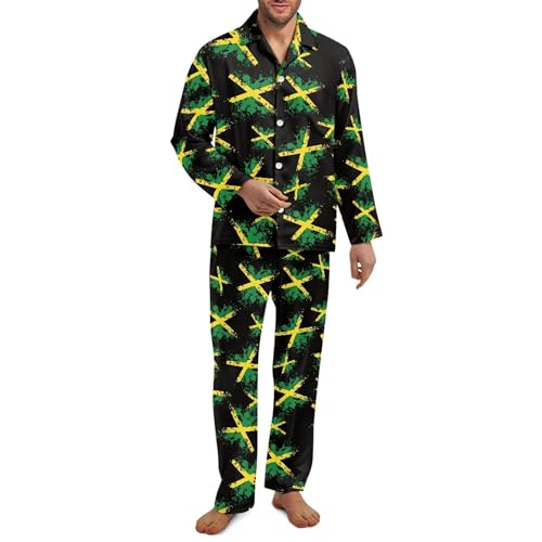 Xhuibop Mens Button Up Pajamas Long Sleeve Pajama Set for Men Size XS-4XL Sleepwear Pj Set 2 Piece