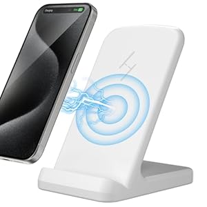 Zestiq Wireless Charger, 15W Wireless Charging Stand for iPhone 16 15 14 13 12 11 Pro Max Plus, Samsung Galaxy S24/S23/S22/S21/S20/S10（White）