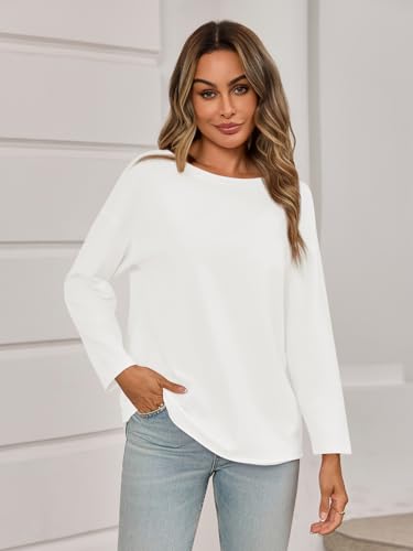Yousify Womens Long Sleeve Oversized Tshirts Cotton Crewneck Casual Tunic Tops Trendy Loose Fit Basic Tees2